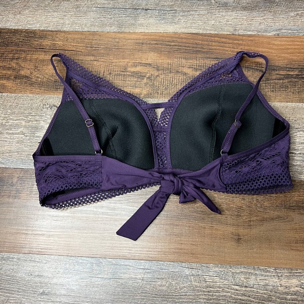 NWOT BECCA by Becca Virtue Purple Crochet Bikini Top Adjustable‎ Tie Back 2X - Picture 3 of 8